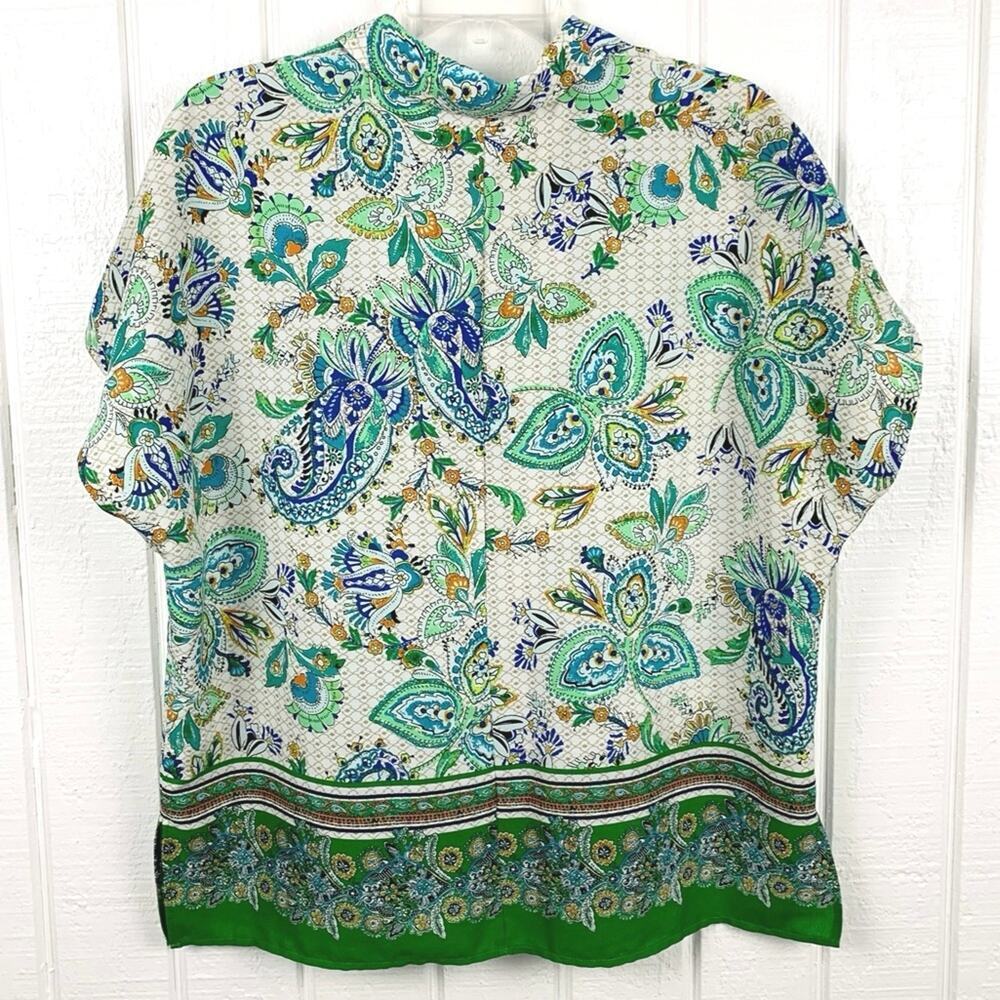 Joie Paisley Button Down Blouse Boho Designer Short Sleeve Women M - Picture 4 of 5